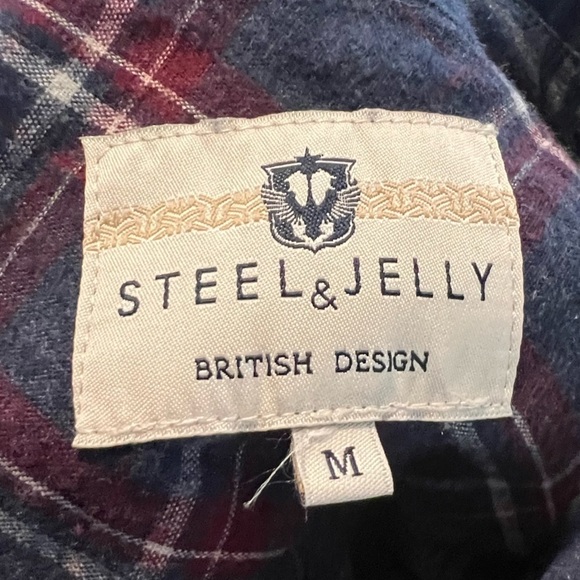 Steel & Jelly Plaid Gray Button Down Long Sleeve British Design Shirt - Picture 5 of 5
